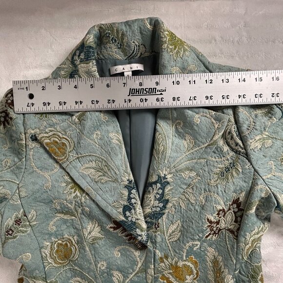 Cabi Womens Guinevere Tapestry Brocade Pea Coat Size 8 Jacquard Floral Blue - Picture 7 of 13